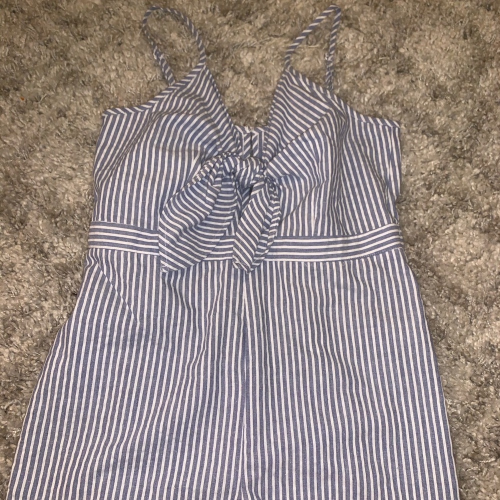 Striped Front Tie Romper